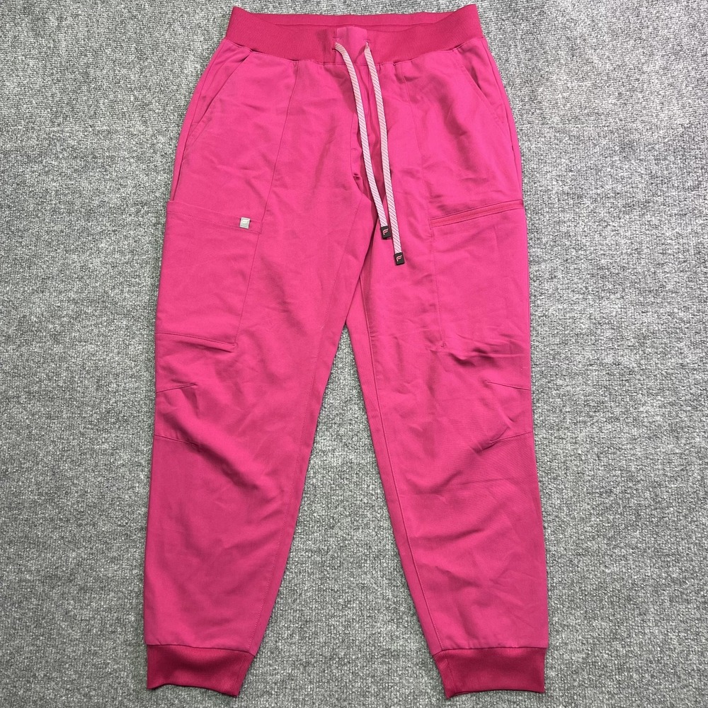 Fabletics Jogger Pants Womens M Pink Woven Elastic Waist Pockets Stretch Lounge - Picture 1 of 14